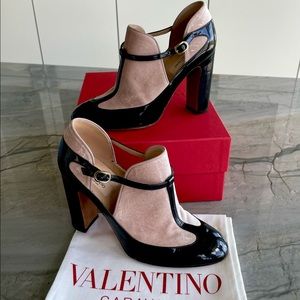 Valentino - Patent Leather & Velvet Mary Janes